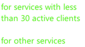 for services with less 
than 30 active clients

for other services